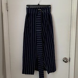 Solace London Belted Apolline Striped Wrap Skirt Navy Sz.2